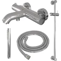 Brauer Opbouwset Bad- en Douchekraan Chrome Edition Thermostatisch Met Glijstang Chroom