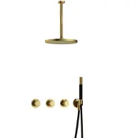 Hotbath Cobber X IBSX70 inbouwdouche met 30cm plafondbuis en 30cm hoofddouche geborsteld messing PVD