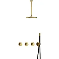 Hotbath Cobber X IBSX70 inbouwdouche met 30cm plafondbuis geborsteld messing PVD