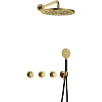 Hotbath Cobber X IBSX70 Inbouw Doucheset - Ronde Handdouche - 30cm Hoofddouche - Wandarm - Wandhouder - Geborsteld Messing Pvd - Messing - Kranen, - Kranen, Douchekranen, Douchesets, Inbouw douchesets