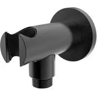 Regn Wandaansluitbocht Met Handdouchehouder - Gun Metal Black PVD - Messing - Kranen, Douchekranen, Douchekophouders & Uitlaten - 8720297695988 - Kranen, Douchekranen, Douchekophouders & uitlaten