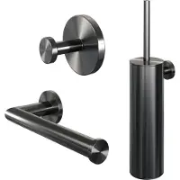 Brauer Edition Toilet Accessoires Set 3-in-1 Geborsteld Gunmetal PVD - RVS 304 - Accessoires, Toilet accessoires, Toilet accessoires sets - 8720724521323