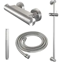 Brauer Douchekraanset brushed edition opbouw met glijstang en staafhanddouche geborsteld rvs