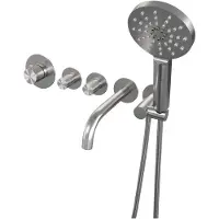 Brauer Inbouwthermostaatset Brushed Incl Baduitloop en 3 Standen Handdouche Geborsteld RVS