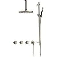 Hotbath Cobber X IBSX70 inbouwdouche met 15cm plafondbuis, 30cm hoofddouche en glijstang geborsteld nikkel
