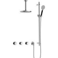 Hotbath Cobber X IBSX70 inbouwdouche met ronde handdouche, 15cm plafondbuis en glijstang chroom
