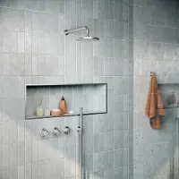 Hotbath Archie IBS33 inbouw regendoucheset met ronde handdouche aan houder en 30cm ronde hoofddouche aan 30cm plafondarm RVS316