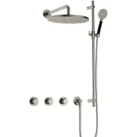 Hotbath Cobber X IBSX70 Inbouw Doucheset - Ronde Handdouche - 30cm Hoofddouche - Wandarm - Glijstang - Geborsteld Nikkel - Messing - Kranen, - Kranen, Douchekranen, Douchesets, Inbouw douchesets