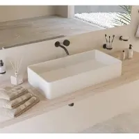 Ideavit Solidtop-80 Opzetwastafel 80x40cm Mat Wit - Solid Surface - Rechthoekig - Wastafels, Opzetwastafels