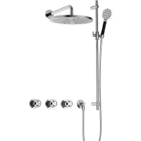 Hotbath Cobber @Work IBSW70 inbouw regendoucheset met ronde handdouche aan glijstang en 30cm ronde hoofddouche aan 40cm wandarm chroom