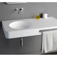 Ideavit Solidbrio Wastafel 90x48cm Mat Wit Zonder Kraangat - Solid Surface - Rechthoekig - Wastafels, Vrijhangende Wastafels