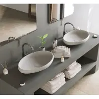 Ideavit Solidego-60 Wastafel 60x40cm Mat Wit - Solid Surface - Ovaal - Wastafels, Opzetwastafels
