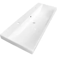 Saniclass Wave Meubelwastafel - 120x46x7.5cm - overloop - 1 wasbak - 2 kraangaten - keramiek - wit