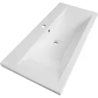 Saniclass Bari Meubelwastafel - 100x47x3.5cm - overloop - 1 wasbak - 1 kraangat - keramiek - wit