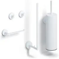 Clou Flat Toilet Accessoires Set Mat-wit - Messing - Accessoires, Toilet accessoires, Toilet accessoires sets - 8717462012831