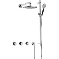 Hotbath Cobber IBS70 Inbouw Doucheset - Ronde Handdouche - 30cm Hoofddouche - Wandarm - Glijstang - Chroom - Messing - Kranen, Douchekranen, - Kranen, Douchekranen, Douchesets, Inbouw douchesets