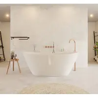 Ideavit Solidseal Vrijstaand Solid Surface Bad Mat Wit 163x85cm - Baden, Vrijstaande Baden