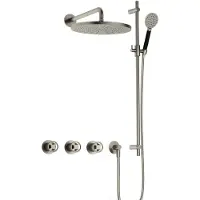 Hotbath Cobber @work IBSW70 Inbouw Doucheset Met 2 Stopkranen Met Ronde Handdouche, M106 En Glijstang - Geborsteld Nikkel - Kranen, Douchekranen, - Kranen, Douchekranen, Douchesets, Inbouw douchesets