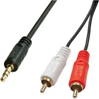 Lindy 35685 Cinch / Jackplug Audio Aansluitkabel [2x Cinch-stekker - 1x Jackplug male 3,5 mm] 10.00 m Zwart