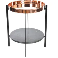 OX Denmarq Deck Side Table Base Copper/green Marble - Bijzettafels & buffetten Koper Black - OX31002-23-62