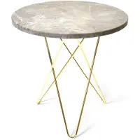OX Denmarq Tall Mini O Table salontafel grijs marmer, messing onderstel