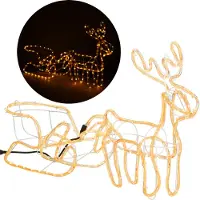 Springos Rendier Met Slee | Binnen & Buiten | 192 LED Lampjes | Warm Wit