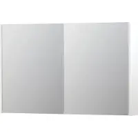 Ink SPK2 Spiegelkast - 120x14x74cm - 2 deuren - dubbelzijdige Spiegel - schakelaar en stopcontact - MDF lak wit mat 1105351