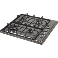 Wiggo WH-G604F(T) - Vrijstaande gaskookplaat - 4 kookzones - Titanium
