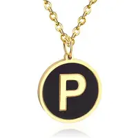 Cilla Jewels Goudkleurige Dames Schakelketting met Zwarte Kettinghanger Letter P