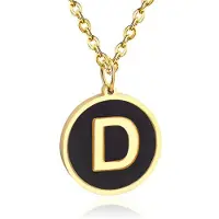 Cilla Jewels Goudkleurige Dames Schakelketting met Zwarte Kettinghanger Letter D