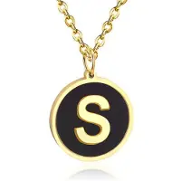 Cilla Jewels Goudkleurige Dames Schakelketting met Zwarte Kettinghanger Letter S