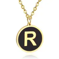 Cilla Jewels Goudkleurige Dames Schakelketting met Zwarte Kettinghanger Letter R