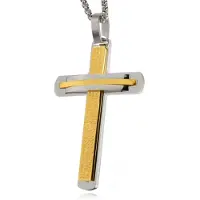 Mendes Zilverkleurige Schakelketting met Goudkleurig en Zilverkleurig Kruis