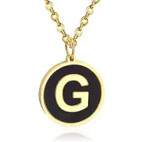 Cilla Jewels Goudkleurige Dames Schakelketting met Zwarte Kettinghanger Letter G