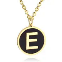 Cilla Jewels Goudkleurige Dames Schakelketting met Zwarte Kettinghanger Letter E
