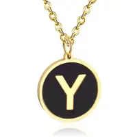 Cilla Jewels Goudkleurige Dames Schakelketting met Zwarte Kettinghanger Letter Y