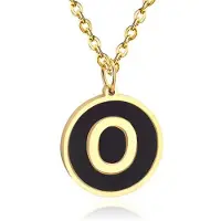 Cilla Jewels Goudkleurige Dames Schakelketting met Zwarte Kettinghanger Letter O