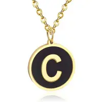 Cilla Jewels Goudkleurige Dames Schakelketting met Zwarte Kettinghanger Letter C