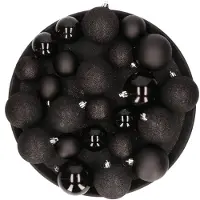 Cosy & Trendy Kerstversiering set kerstballen zwart 6 - 8 cm - pakket van 42x stuks - Kerstbal