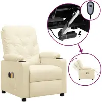 vidaXL Massagestoel elektrisch kunstleer crèmekleurig