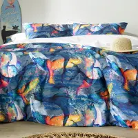 De Witte Lietaer Dekbedovertrek Whales Deep Blue Percal-240 x 200 / 220 cm | Lits-Jumeaux