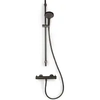 BLUE LABEL Brondby Glijstangset - Geborsteld Gunmetal PVD - Messing - Kranen, Douchekranen, Douchesets, Opbouw Douchesets, Glijstangsets Met - Kranen, Douchekranen, Douchesets, Opbouw douchesets,