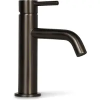 BLUE LABEL Brondby Wastafelkraan - Geborsteld Gunmetal PVD - Zonder Waste - Messing - Kranen, Wastafelkranen, Opbouw Wastafelkranen - 8711802073377
