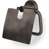 BLUE LABEL Vida Toiletrolhouder Met Klep - Geborsteld Gunmetal PVD - Messing - Accessoires, Toilet accessoires, Toiletrolhouders - 8711802073940