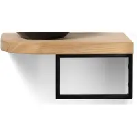 BLUE LABEL Hylde Fonteinplank Massief Eiken Naturel 35x23x3cm - Handdoekrek Zwart - 8711802000663 - Wastafels, Fonteinen, Topbladen