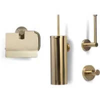 BLUE LABEL Vida Toilet Accessoires Set - Geborsteld Goud PVD - Messing - Accessoires, Toilet accessoires, Toilet accessoires sets - 8711802000458