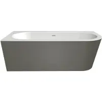 Xenz Charley half vrijstaand bad acryl 180x80x60cm links wit mat met waste wit mat