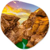 MuchoWow Organische wanddecoratie 60x60 cm - Organisch schilderij Rotsen - Zee - Zonsondergang - Natuur - Water - Muurdecoratie woonkamer - Kamer decoratie - Schilderijen - Muurcirkel aesthetic