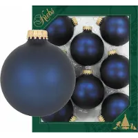 Bellatio 8x Midnight haze donkerblauwe glazen kerstballen mat 7 cm
