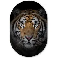 MuchoWow Muurovaal 60x90 cm - Ovale wanddecoratie Tijger - Wilde dieren - Portret - Zwart - Dieren - Ovalen schilderij - Muurdecoratie woonkamer - Kamer decoratie - Schilderijen - Wandcirkel